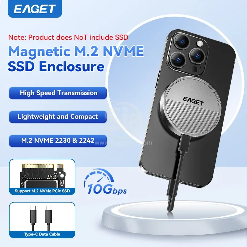 Boîtier Magnétique Eaget SE880 | SSD NVMe M.2 2230 / 2242 | USB 3.2 Gen2 | 10 Gbps | Sans outil