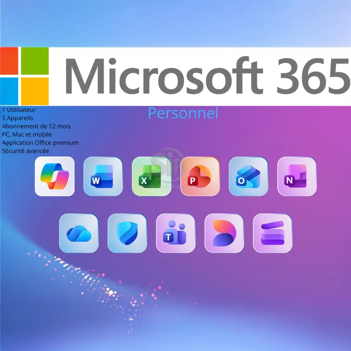 Compte Microsoft 365 Personnel – 1 Utilisateur  12 Mois – 5 Appareils – Sans Stockage OneDrive