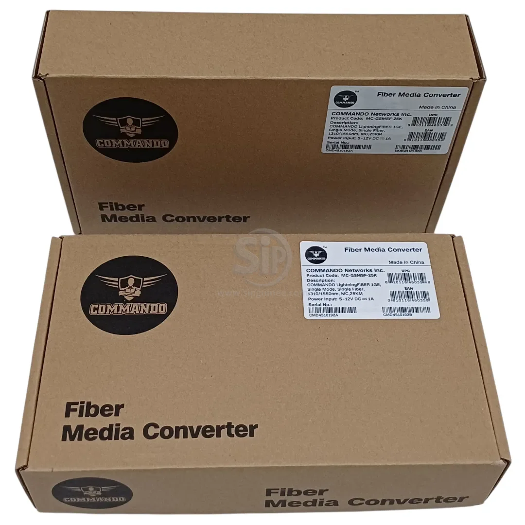 Kit Convertisseur de Média Fibre COMMANDO MC-GSMSF-25K  1GE  Monomode  Simple Fibre  25KM